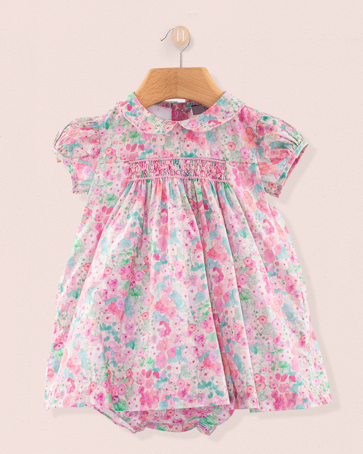 Baby Madeline Liberty Hollyhocks Pink Dress Set